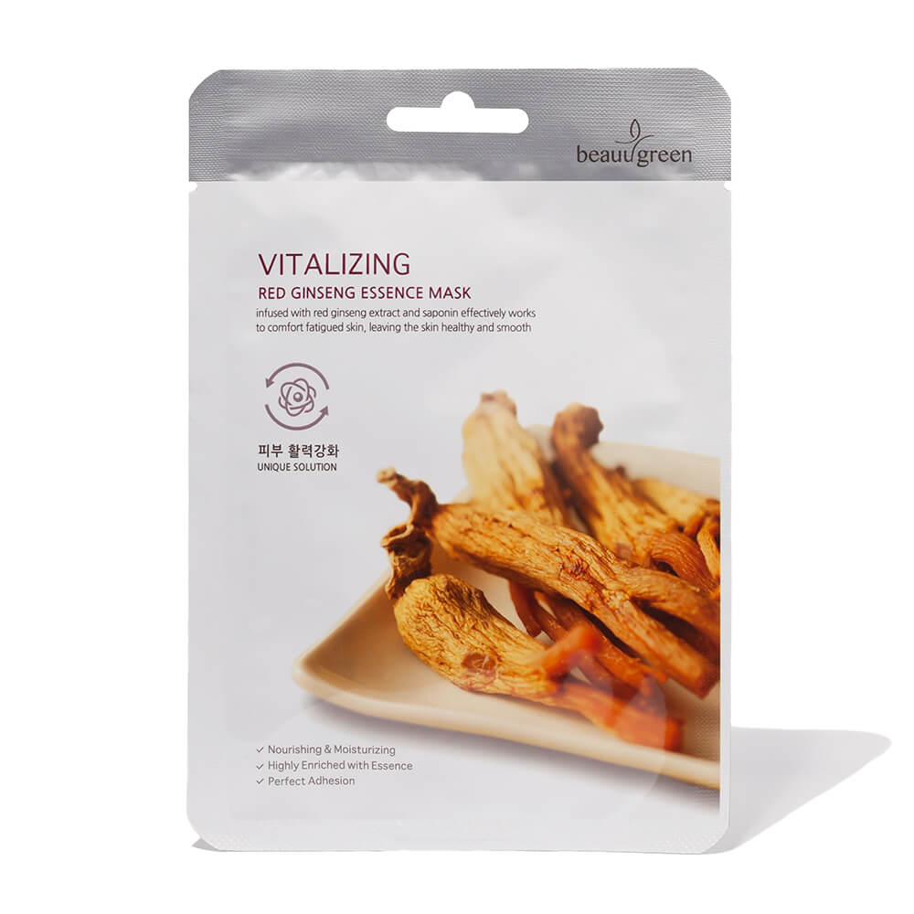 Тканинна маска з екстрактом червоного женьшеню BeauuGreen Vitalizing Red Ginseng Essence Mask, 23 г