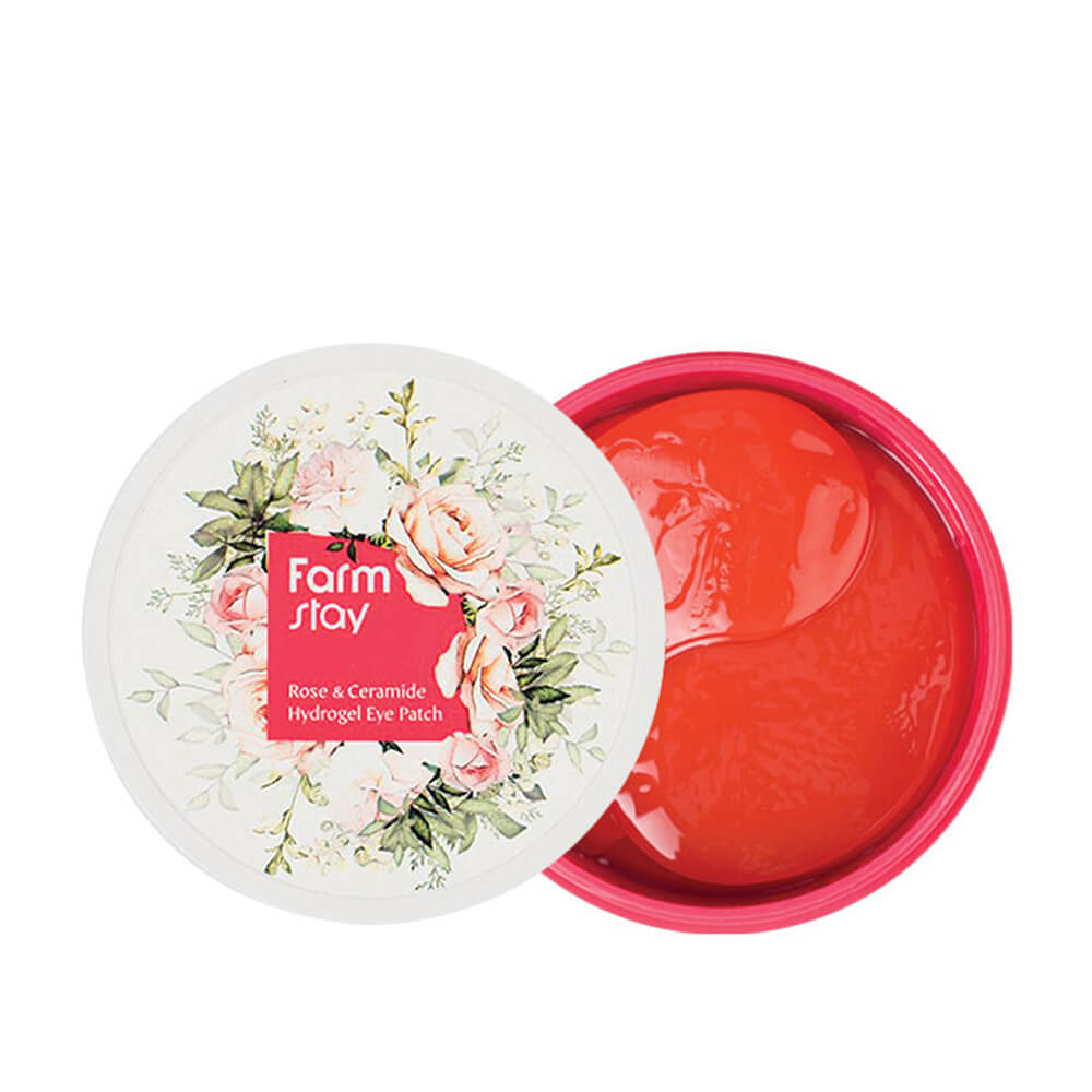 Гідрогелеві патчі з керамідами та трояндою Rose and Ceramide Hydrogel Eye Patch FarmStay, 60 шт