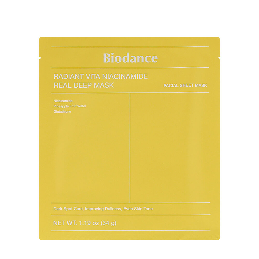 Гідрогелева маска Real Deep Mask з Radiant Vita Niacinamide Biodance, 34 г