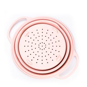 Друшляк TS Kitchen силіконовий складаний об'ємом 2.6 літри, рожевий