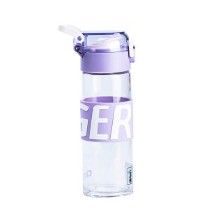 Пляшка для води скляна Happy Life Cille 460 мл, бузковий