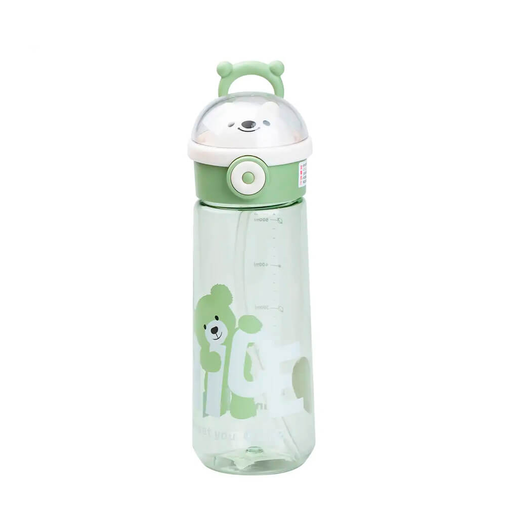 Пляшка для води Happy Life Nice 620 мл із кришкою фліп топ на защіпці, зелений