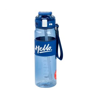Пляшка для води спортивна Happy Life Hello 860 мл з тубочкою та ручкою, синій