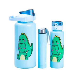 Набір пляшок для води Happy Life Динозавр 300/700/2000 мл, синій