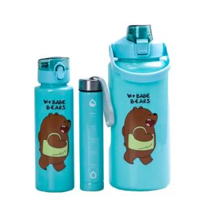 Набір пляшок для води Happy Life Ведмедик 300/700/2000 мл, м'ятний