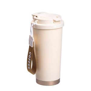 Термочашка Yiwu Coffee з ремінцем, бежевий, 500 мл