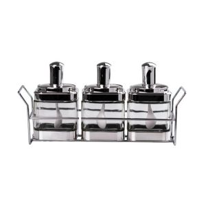 Набір банок TS Kitchen для сипучих продуктів з ложкою на підставці, хром