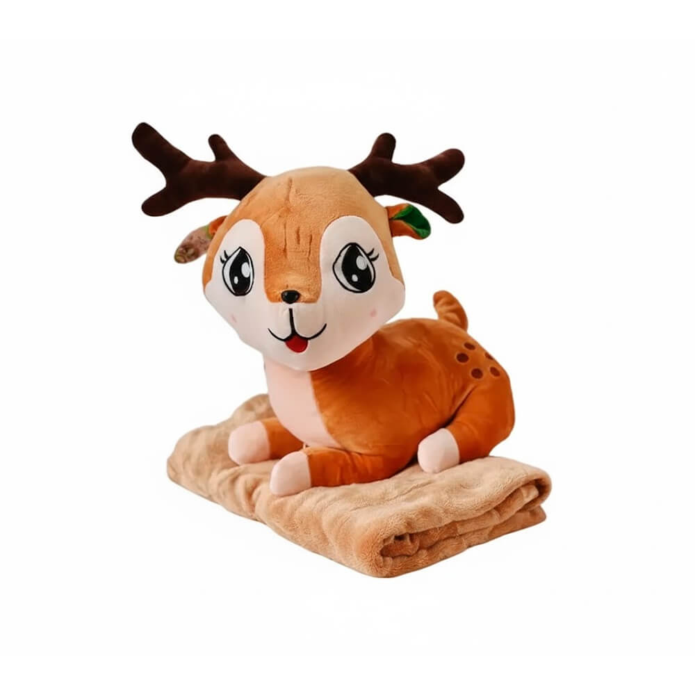 Подушка-іграшка 3в1 Бембі з пледом, коричневий